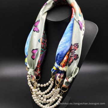 China bufanda de moda del infinito del collar de la bufanda del infinito de la muchacha de la venta caliente con las gotas